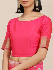 Magenta Pink Jaali Woven Design Traditional Saree - Inddus.com