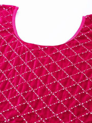Magenta Sequined Velvet Stretchable Saree Blouse - Inddus.com