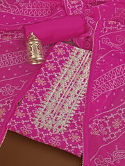 Magenta & White Bandhani Printed Pure Cotton Gotta patti Unstitched Dress Material - Inddus.com