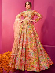 Malaika Arora Multicoloured Embroidered Lehenga Choli - Inddus.com