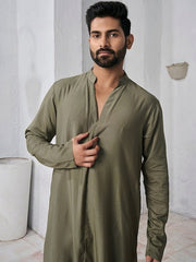 Mandarin Collar Cotton Straight Kurta - Inddus.com