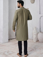 Mandarin Collar Cotton Straight Kurta - Inddus.com