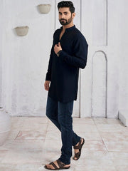 Mandarin Collar Cotton Straight Kurta - Inddus.com