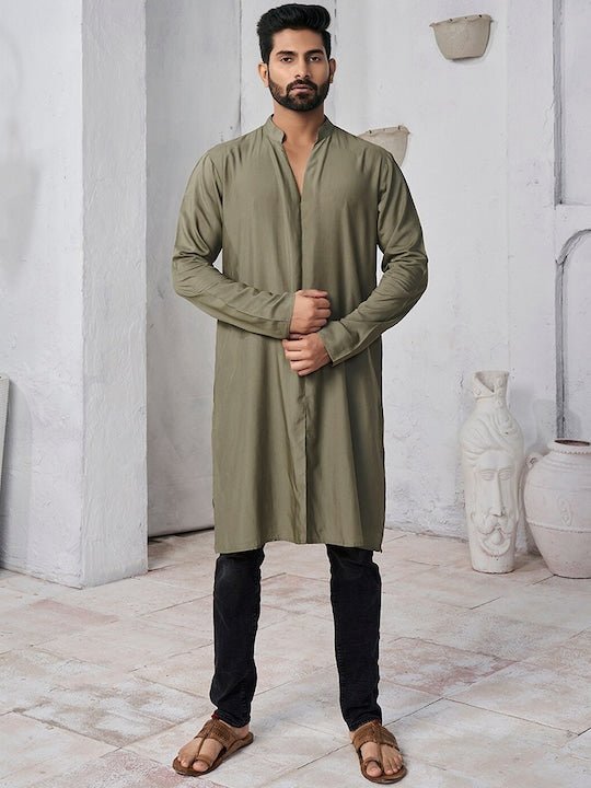 Mandarin Collar Cotton Straight Kurta - Inddus.com