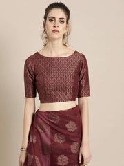 Maroon Cotton Blend Woven Design Party Wear Traditional Saree - inddus-us