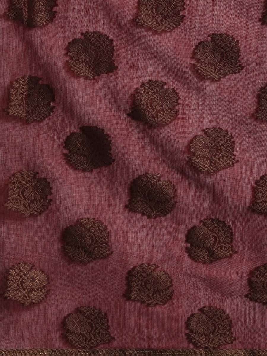 Maroon Cotton Blend Woven Design Party Wear Traditional Saree - inddus-us