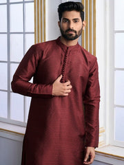 Maroon Ethnic Motifs Woven Design Kurta with Trousers - Inddus.com