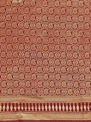 Maroon & Gold-Toned Woven Design Zari Silk Blend Saree - Inddus.com