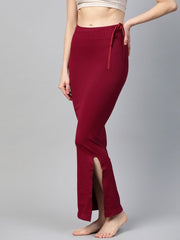 Maroon Knitted Saree Shapewear with Drawstring - inddus-us