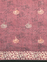 Maroon & Off-White Chanderi Cotton Blend Digital Floral Printed Saree - inddus-us