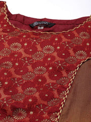 Maroon Woven Design Unstitched Dress Material - Inddus.com