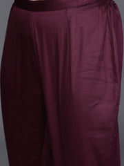 Mauve Chanderi Cotton Solid Straight Cut Suit - Inddus.com