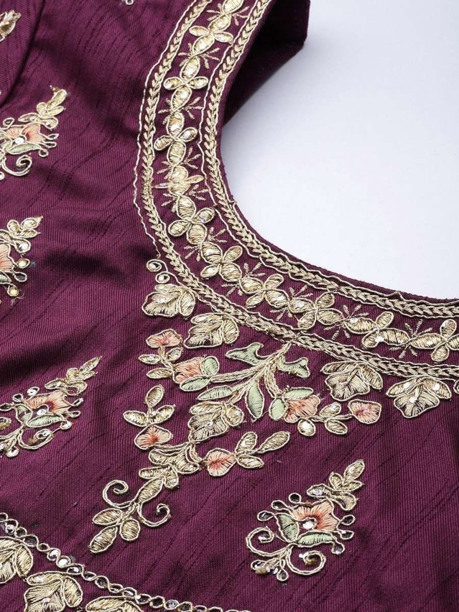 Mauve Embroidered Party Wear Lehenga Choli - inddus-us
