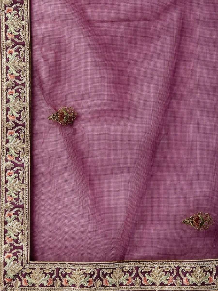 Mauve Embroidered Party Wear Lehenga Choli - inddus-us