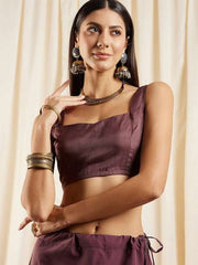 Mauve Floral Embroidered Sequinned Organza Saree - Inddus.com