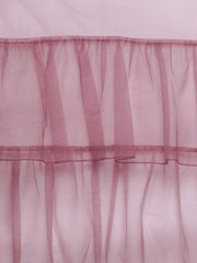 Mauve Net Embroidered Kurta with pant and Ruffled Dupatta - Inddus.com