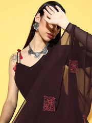 Mauve Poly Silk Partywear Solid Dresses - Inddus.com