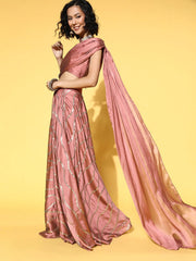 Mauve Solid Top with Embellished Skirt Co-ords Set - Inddus.com