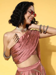 Mauve Solid Top with Embellished Skirt Co-ords Set - Inddus.com