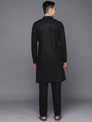 Men Embroidered Chikankari Rayon Kurta with Trouser - Inddus.com