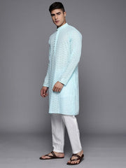 Men Ethnic Motifs Embroidered Regular Chikankari Kurta With Trousers - Inddus.com