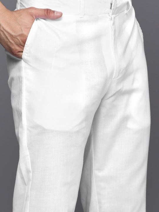 Men Ethnic Motifs Embroidered Regular Chikankari Kurta With Trousers - Inddus.com