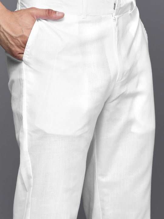 Men Ethnic Motifs Embroidered Regular Chikankari Kurta With Trousers - Inddus.com