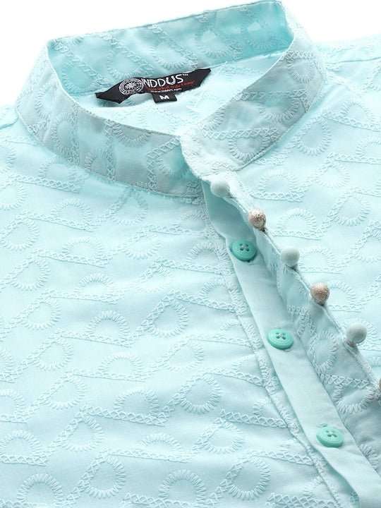 Men Ethnic Motifs Embroidered Regular Chikankari Kurta With Trousers - Inddus.com