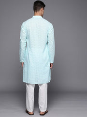 Men Ethnic Motifs Embroidered Regular Chikankari Kurta With Trousers - Inddus.com