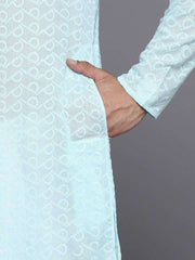Men Ethnic Motifs Embroidered Regular Chikankari Kurta With Trousers - Inddus.com