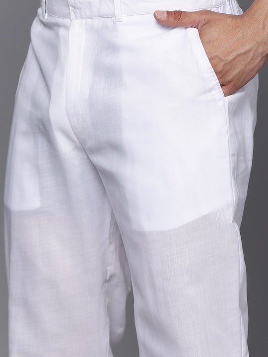 Men Ethnic Motifs Embroidered Regular Chikankari Kurta With Trousers - Inddus.com