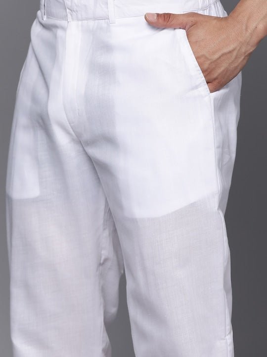 Men Ethnic Motifs Embroidered Regular Chikankari Kurta With Trousers - Inddus.com