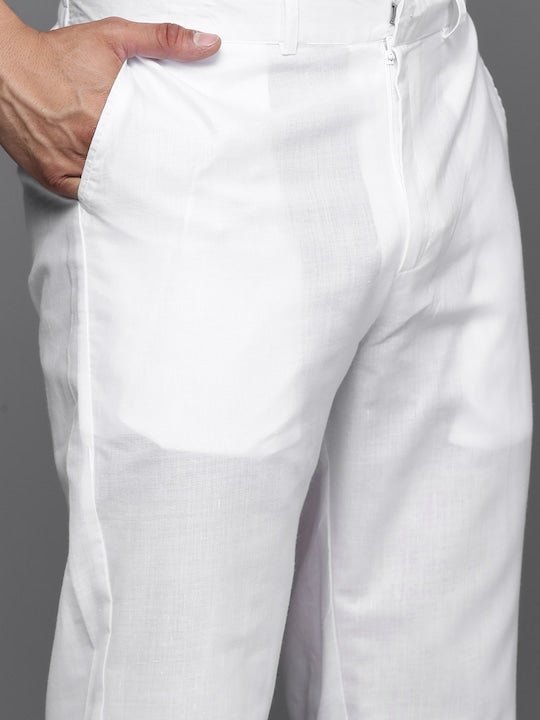 Men Ethnic Motifs Embroidered Regular Chikankari Kurta With Trousers - Inddus.com