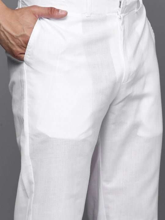Men Ethnic Motifs Embroidered Regular Chikankari Kurta With Trousers - Inddus.com