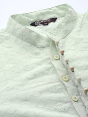Men Ethnic Motifs Embroidered Regular Chikankari Kurta With Trousers - Inddus.com