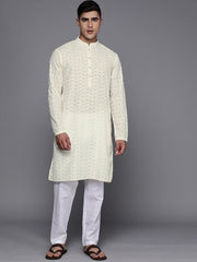 Men Ethnic Motifs Embroidered Regular Chikankari Kurta With Trousers - Inddus.com
