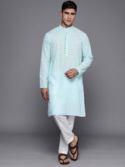 Men Ethnic Motifs Embroidered Regular Chikankari Kurta With Trousers - Inddus.com