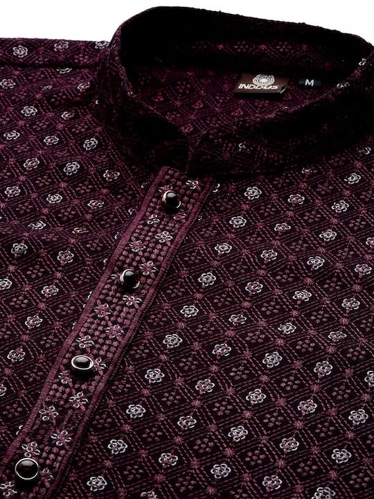 Men Ethnic Motifs Embroidered Regular Sequinned Kurta With Trousers - Inddus.com