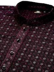 Men Ethnic Motifs Embroidered Regular Sequinned Kurta With Trousers - Inddus.com
