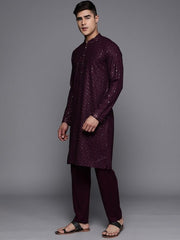 Men Ethnic Motifs Embroidered Regular Sequinned Kurta With Trousers - Inddus.com