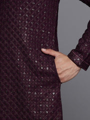Men Ethnic Motifs Embroidered Regular Sequinned Kurta With Trousers - Inddus.com