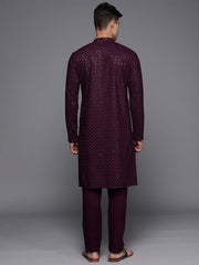 Men Ethnic Motifs Embroidered Regular Sequinned Kurta With Trousers - Inddus.com