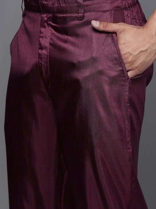 Men Ethnic Motifs Embroidered Sequinned Chikankari Kurta with Trousers - Inddus.com