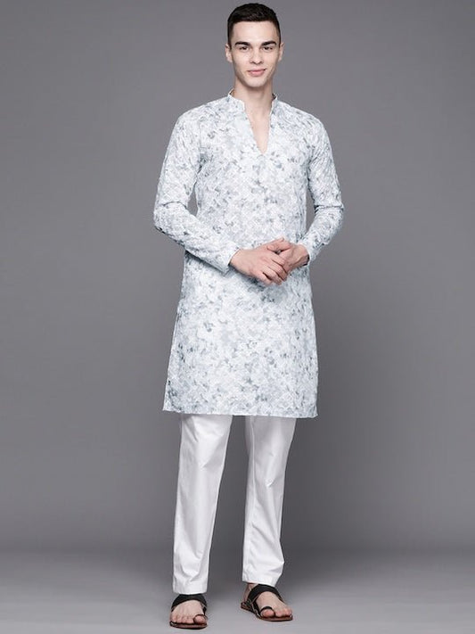 Men Ethnic Motifs Embroidered Thread Work Kurta - Inddus.com