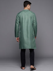 Men Ethnic Motifs Yoke Design Thread Work Kurta - Inddus.com