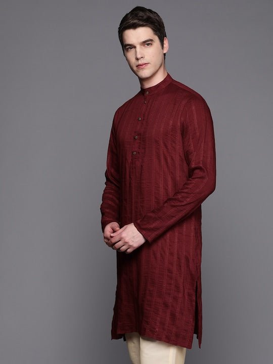 Men Jacquard Striped Kurta - Inddus.com