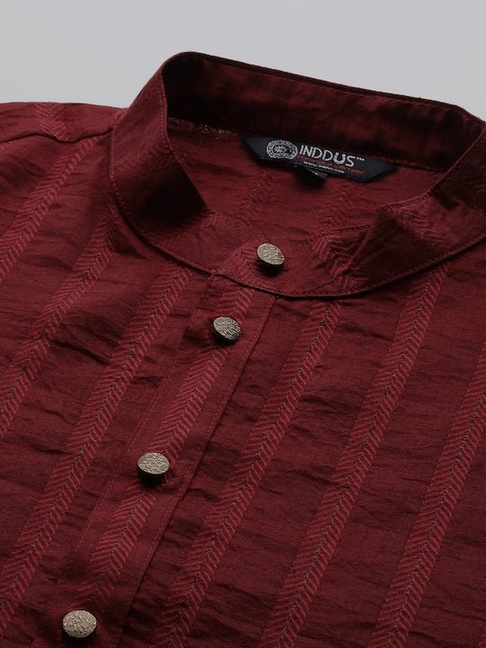 Men Jacquard Striped Kurta - Inddus.com