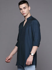 Men Solid Indigo Kurta - Inddus.com