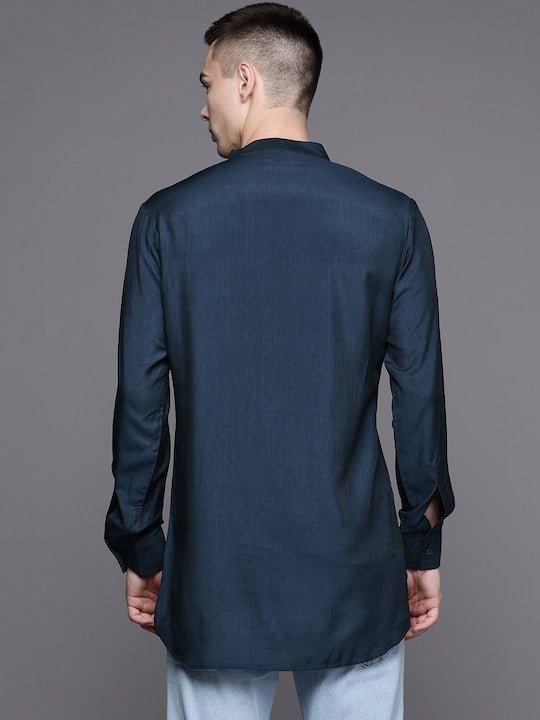 Men Solid Indigo Kurta - Inddus.com