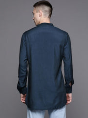 Men Solid Indigo Kurta - Inddus.com